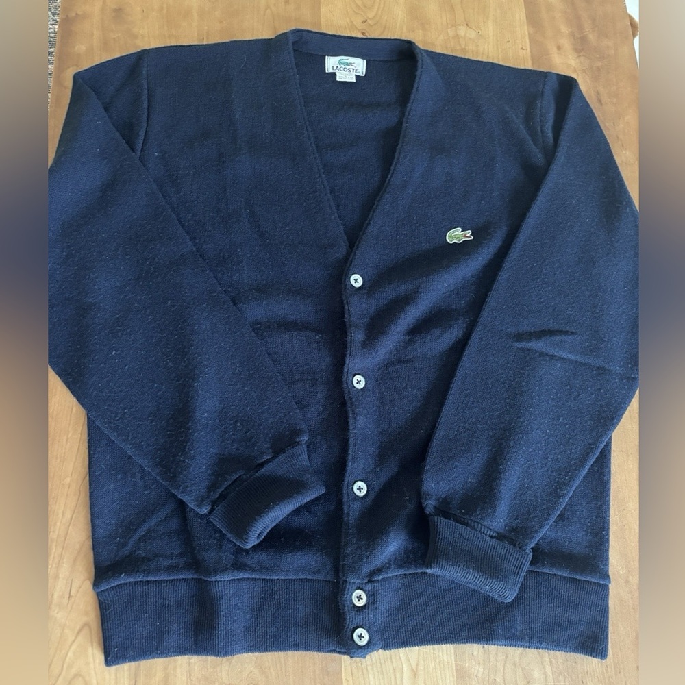 Lacoste VTG Navy Blue Cardigan L